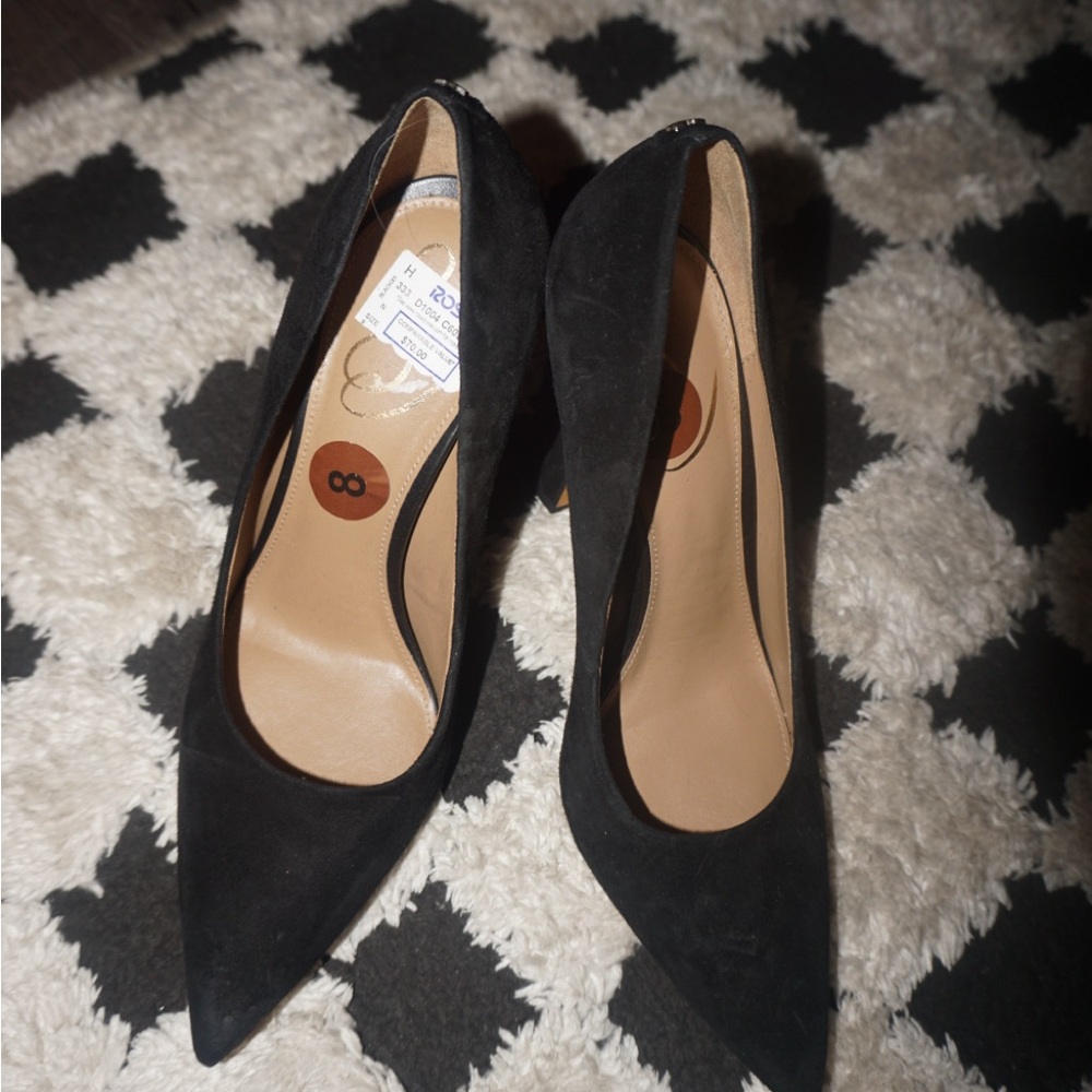 Suede Black Pointed Heels